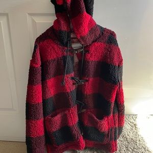 Red and black Buffalo plaid jacket